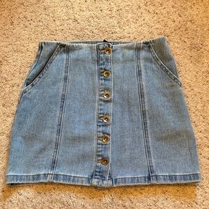 Forever 21 Blue Button-Down Pencil Skirt